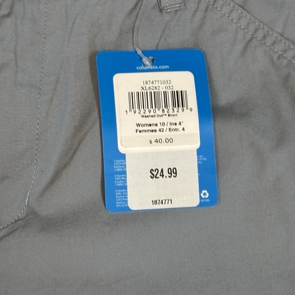 NWT Columbia‎ Women Size 10 Washed Out Gray 4" Inseam 32" Waist Flat Front $40 - Picture 2 of 11